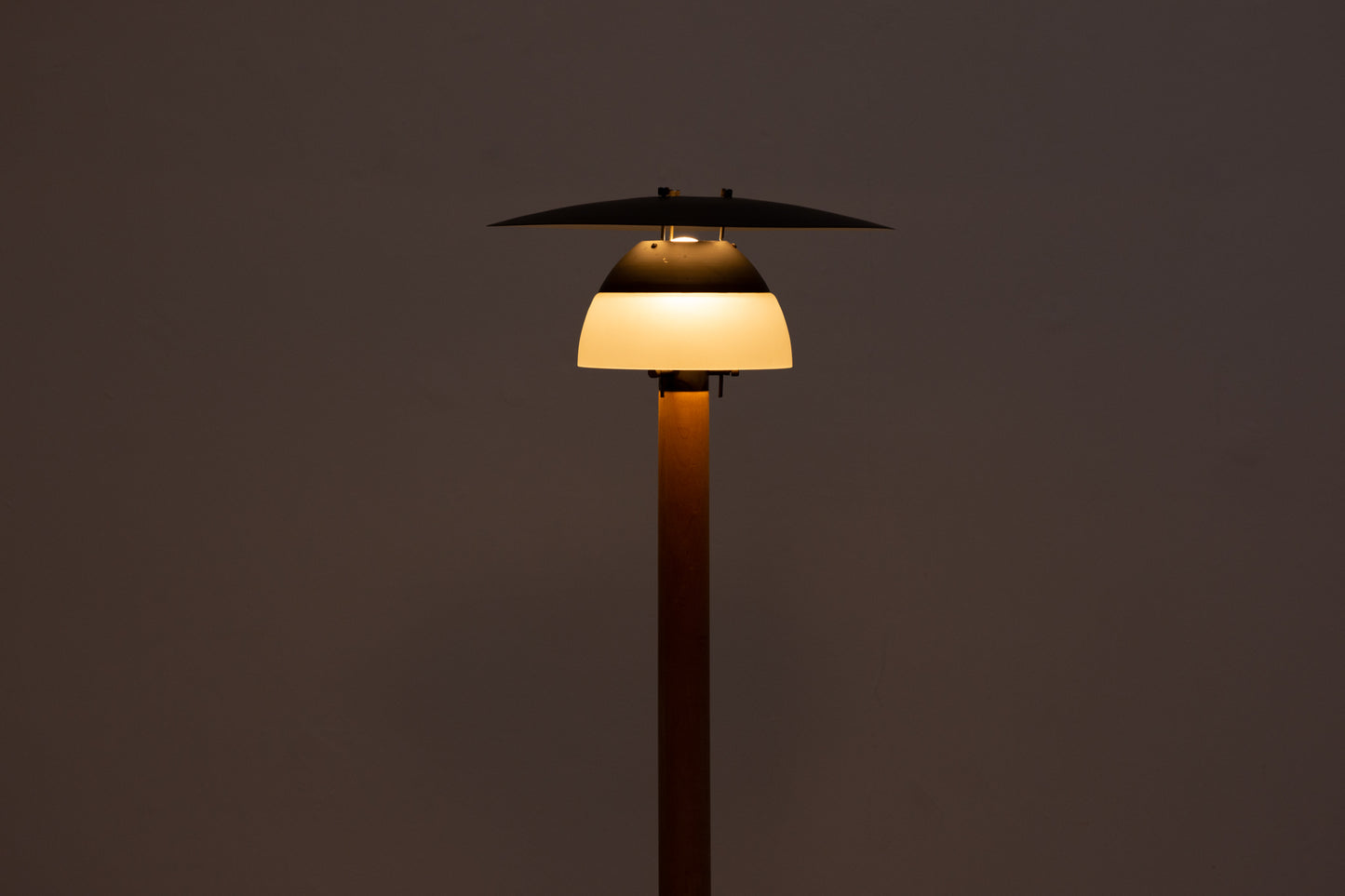 Vintage glass + birch floor lamp by Lars Bessfelt