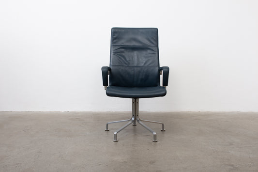 1980s leather + steel armchair by Arne Vodder