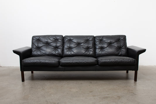 1960s leather sofa on rosewood legs