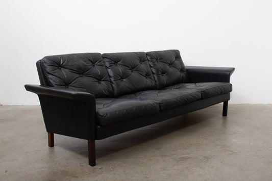 1960s leather sofa on rosewood legs