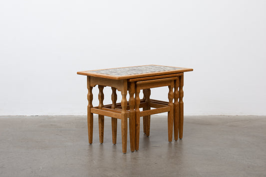 Oak nest of tables by Henning Kjærnulf