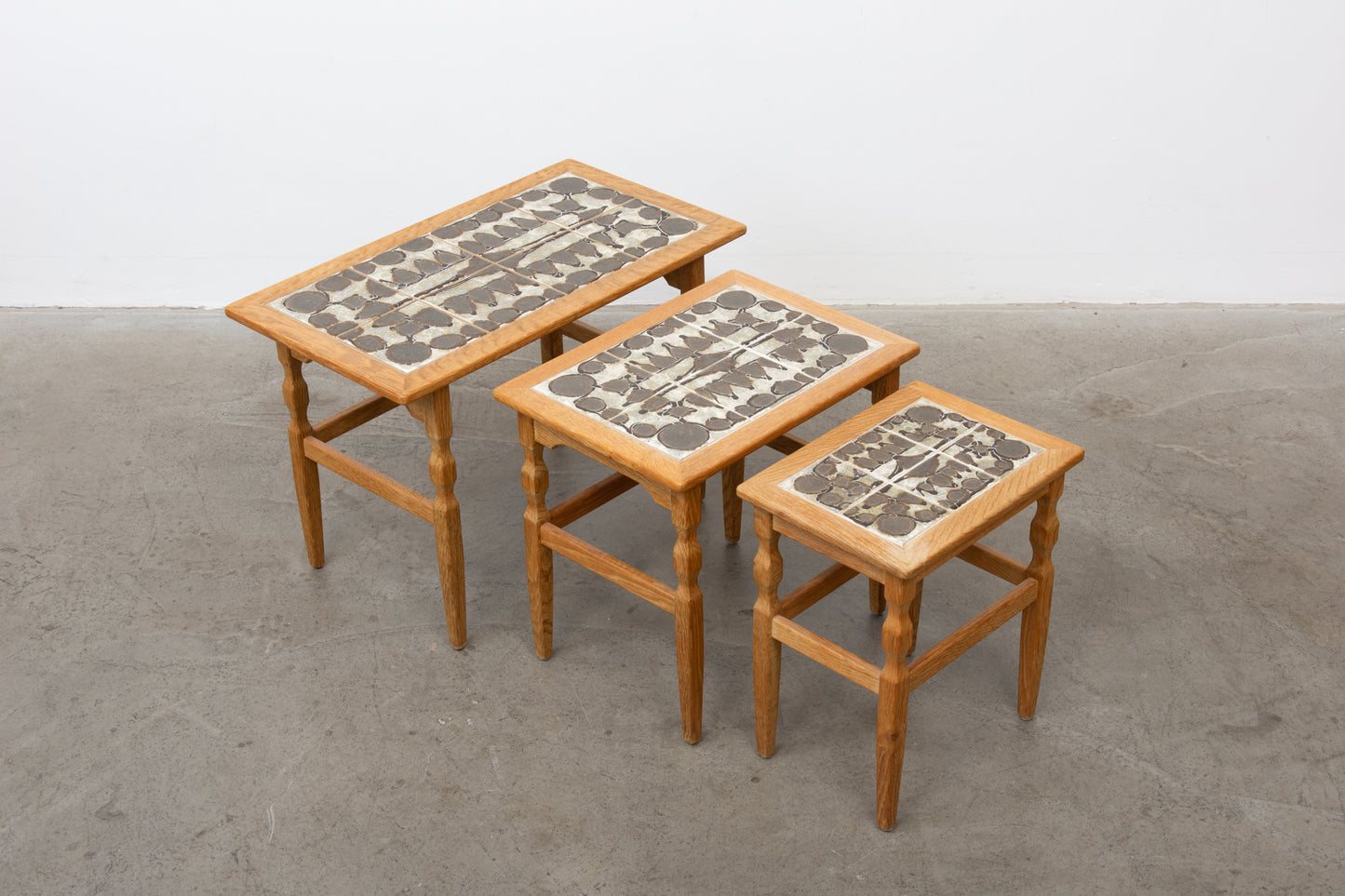 Oak nest of tables by Henning Kjærnulf