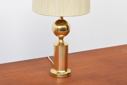 1960s brass table lamp with shade