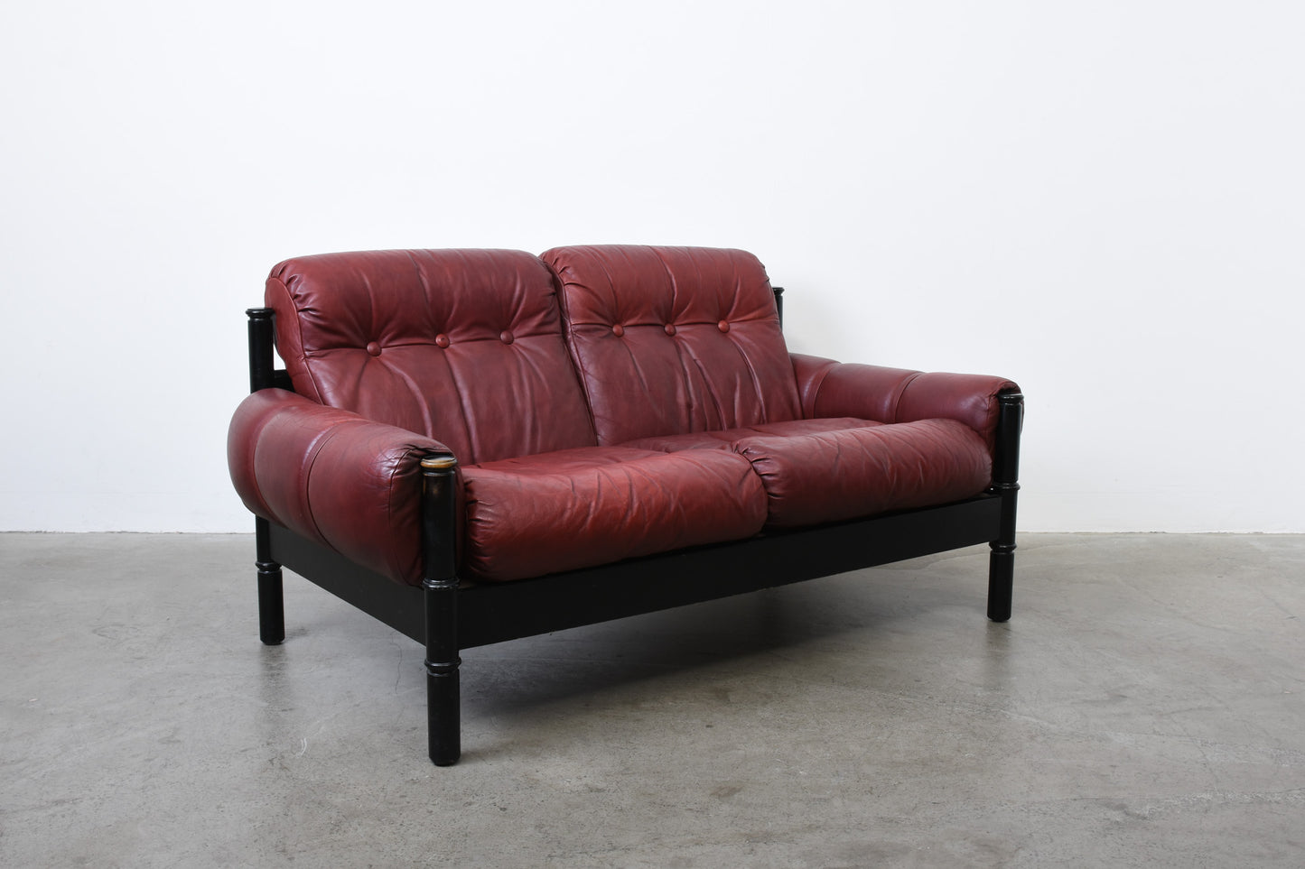 1960s Swedish leather two seater