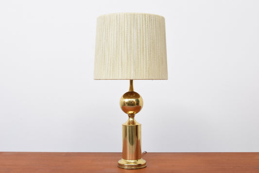 1960s brass table lamp with shade