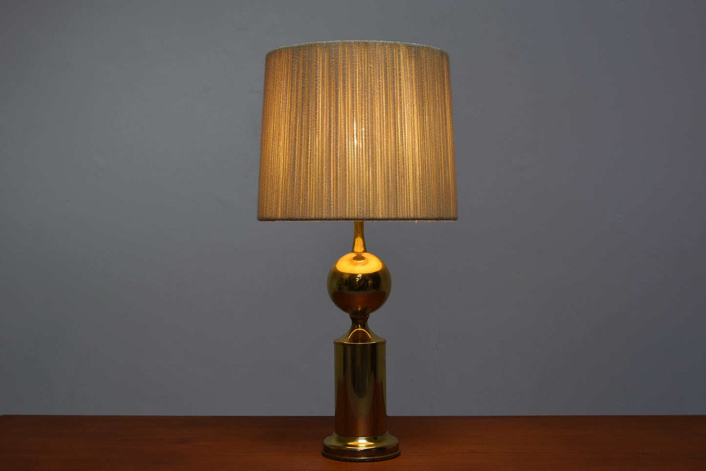 1960s brass table lamp with shade