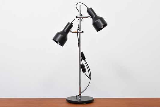 1960s twin-headed metal table lamp