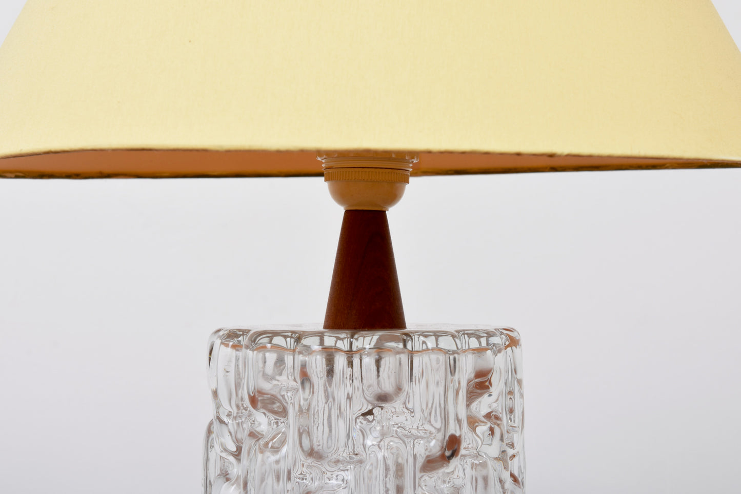 1960s glass table lamp with teak detail
