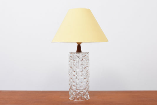 1960s glass table lamp with teak detail