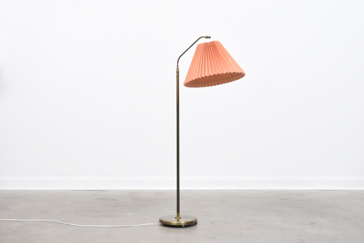 1950s brass floor lamp with shade