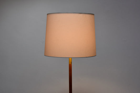 1960s Danish oak and brass floor lamp