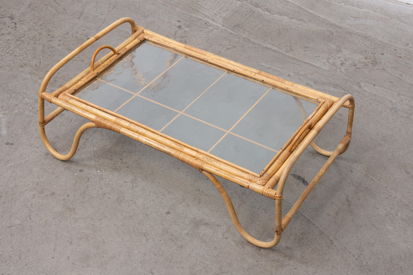 1960s bamboo and glass bed tray