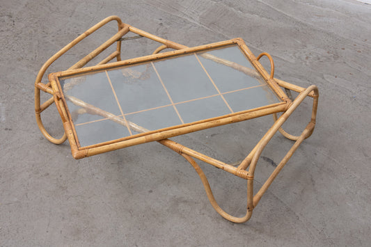 1960s bamboo and glass bed tray