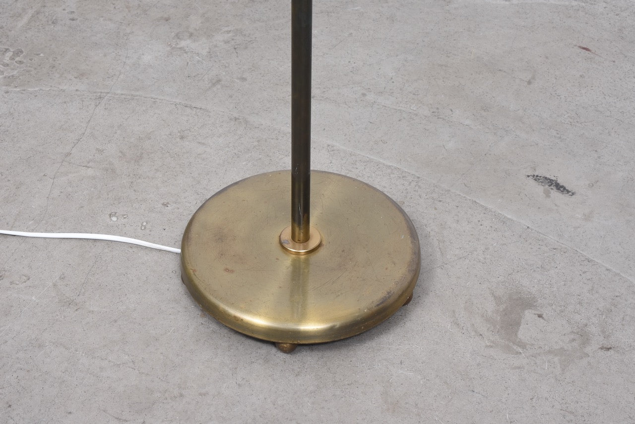 1950s brass floor lamp with shade
