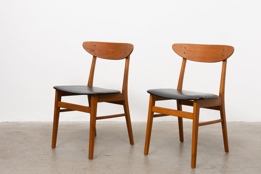 Two available: 1960s teak + beech chairs by Farstrup