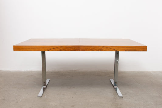 1970s rosewood + steel dining table by Poul Nørreklit