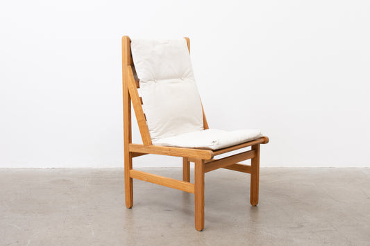 Six available: 1960s pine + canvas chairs by Bernt Pedersen