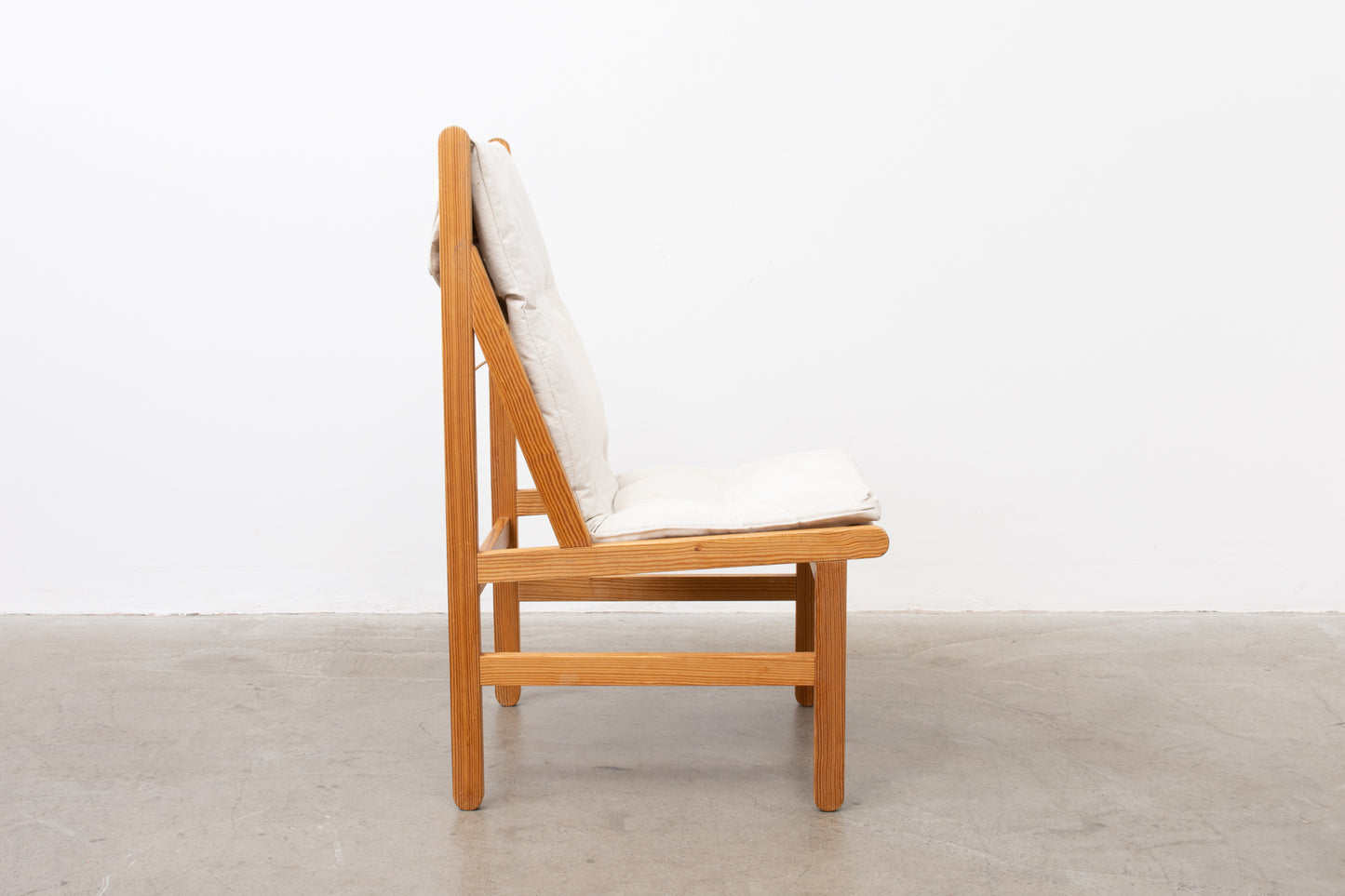 Six available: 1960s pine + canvas chairs by Bernt Pedersen