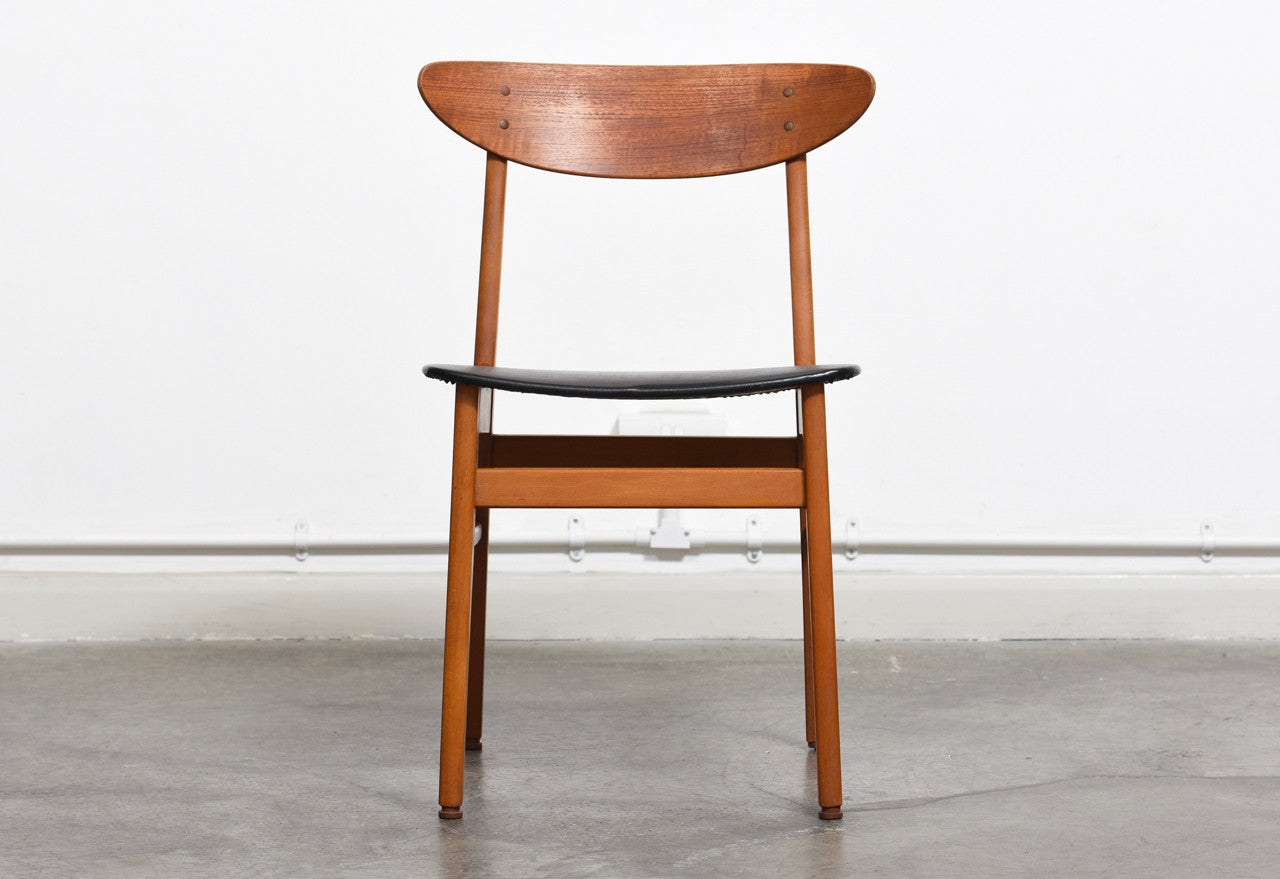 Six available: Teak and beech chairs by Farstrup