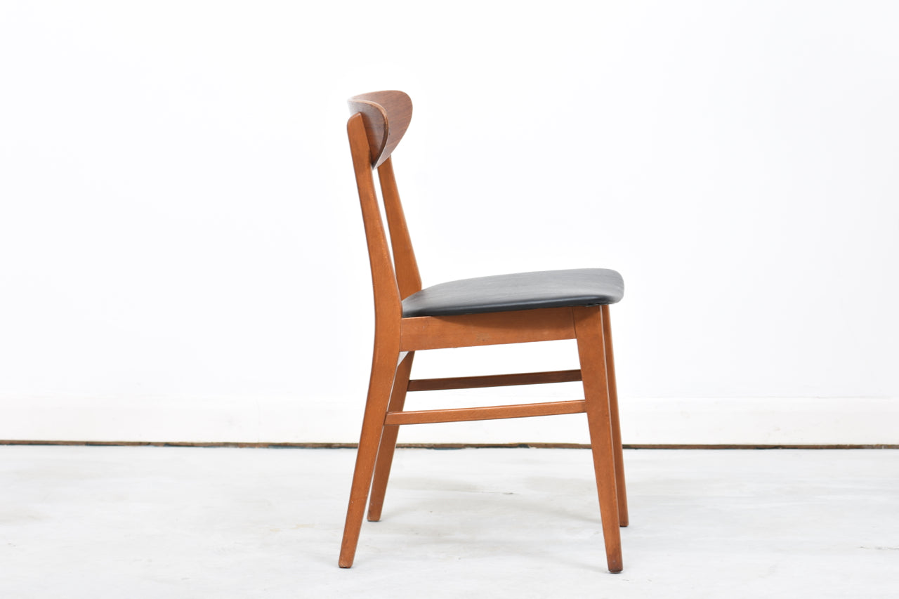 Set of four teak + beech dining chairs