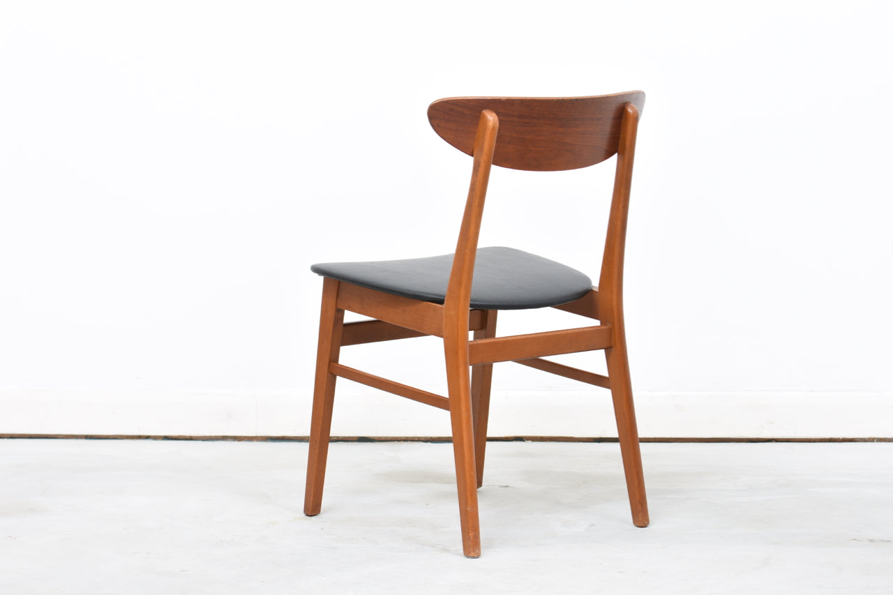 Set of four teak + beech dining chairs