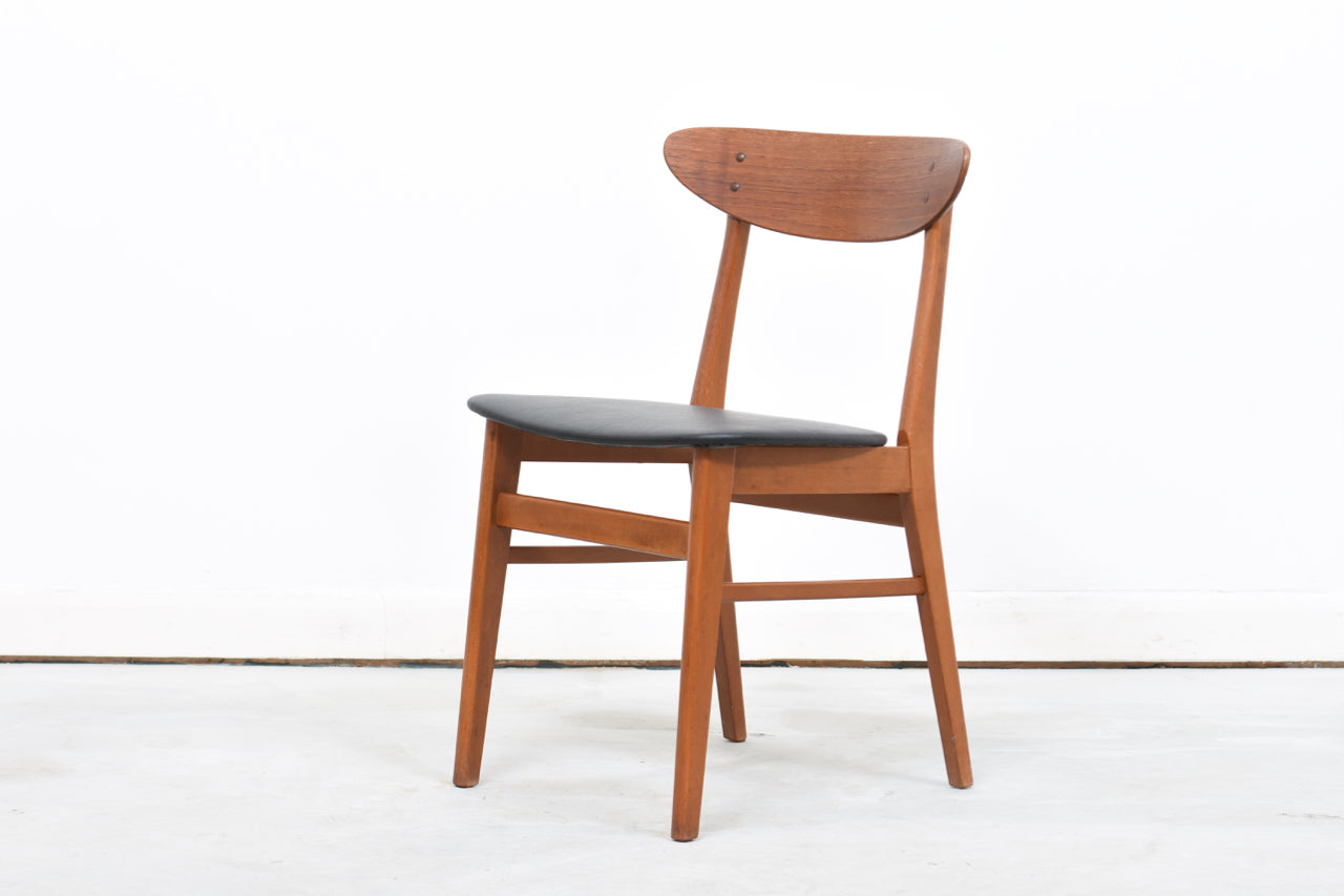 Set of four teak + beech dining chairs