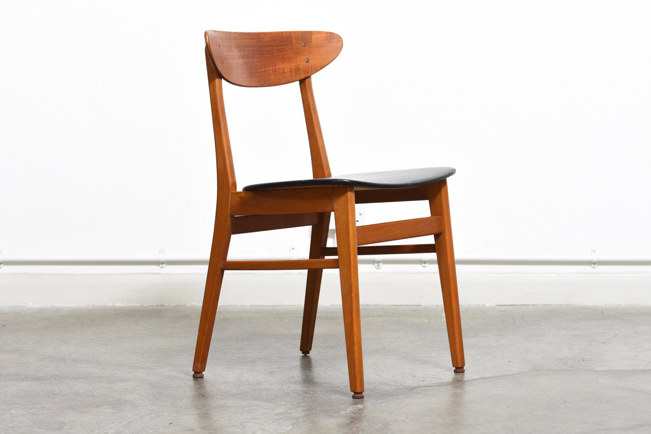 Six available: Teak and beech chairs by Farstrup