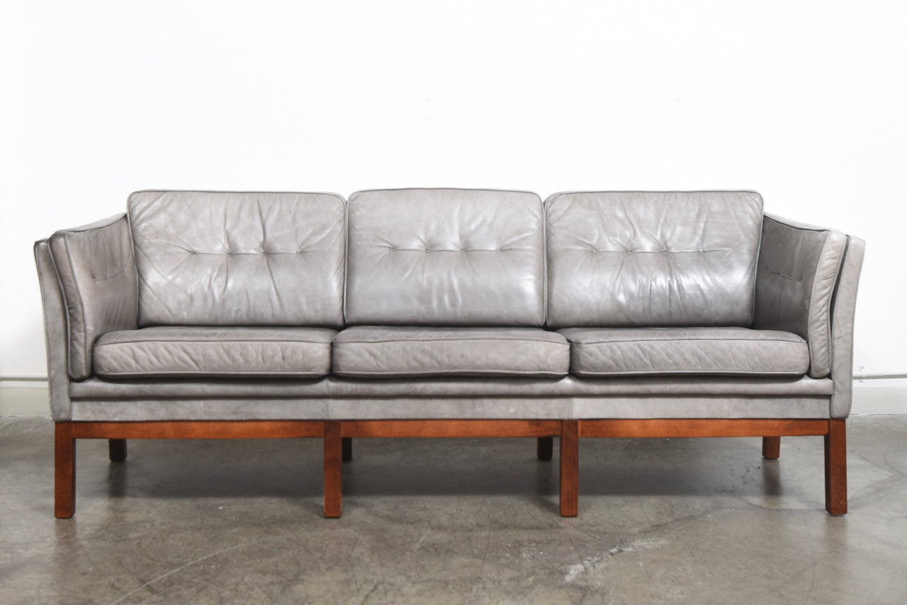 Grey leather three seater by Skipper's