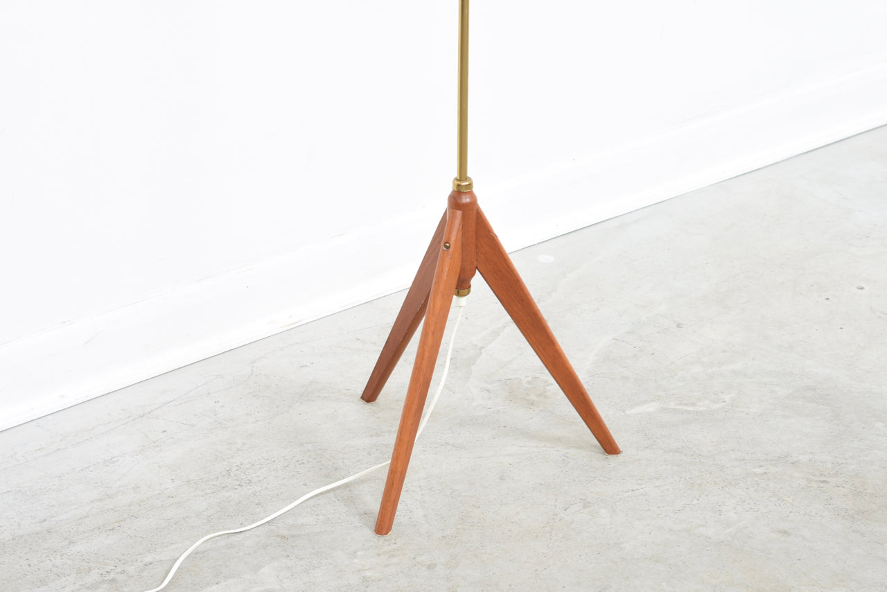 Swedish floor lamp on teak tripod base