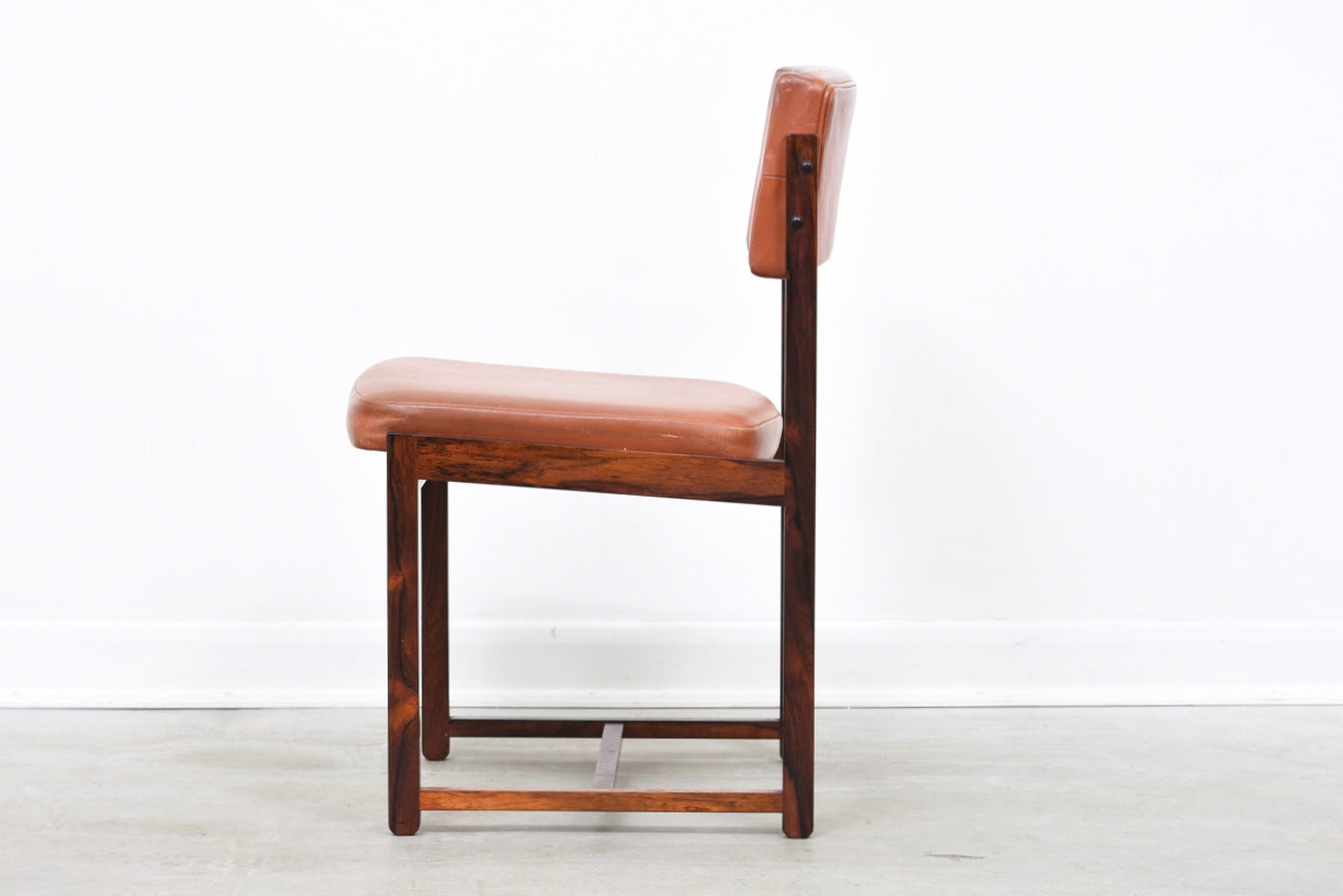 Six available: rosewood dining chairs by Erik Buch