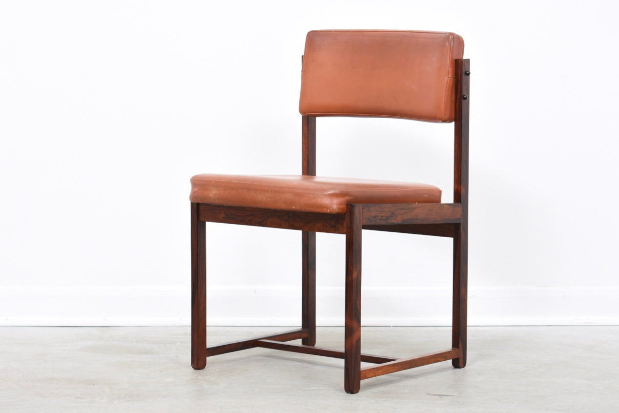 Six available: rosewood dining chairs by Erik Buch