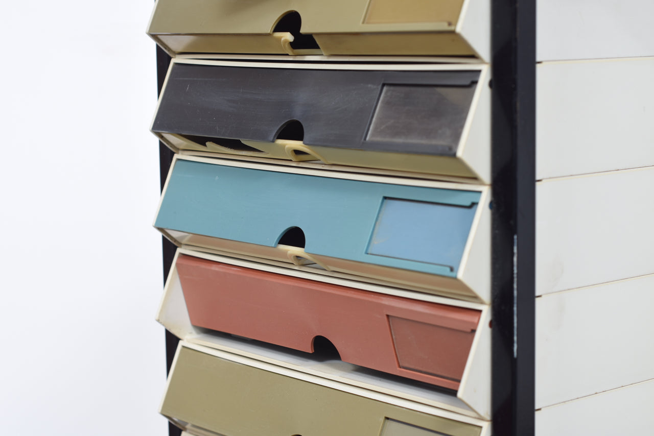 1970s metal filing cabinet with melamine trays