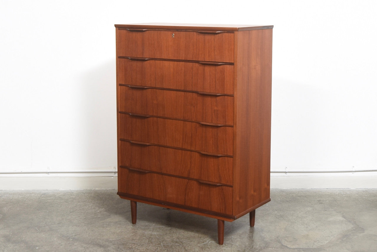 Large teak chest of drawers