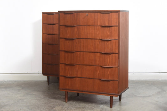 Large teak chest of drawers