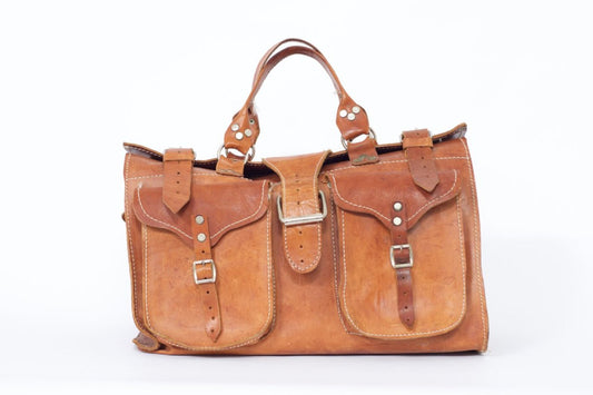 Vintage tan leather hand bag