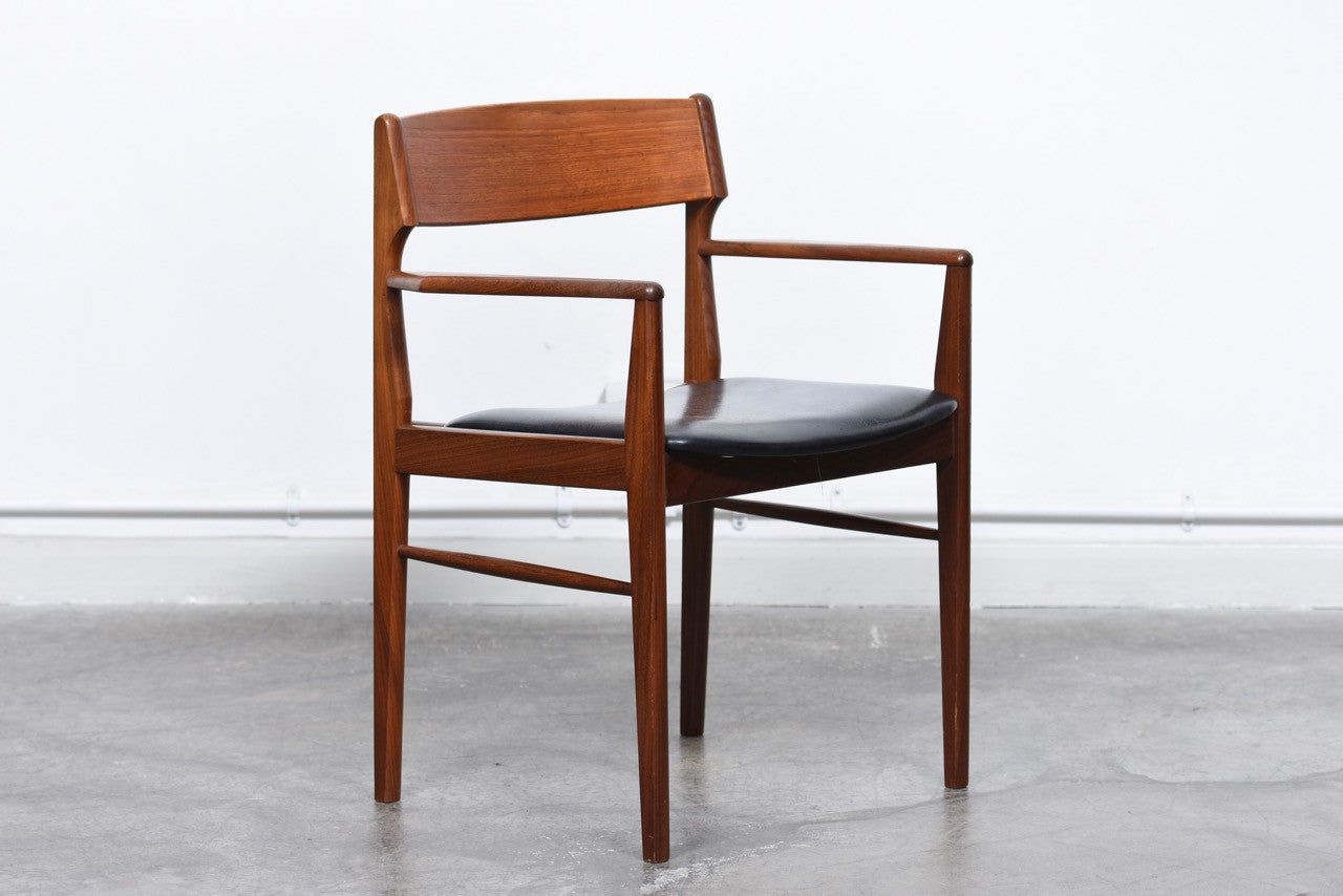 Teak armchair with skai seat