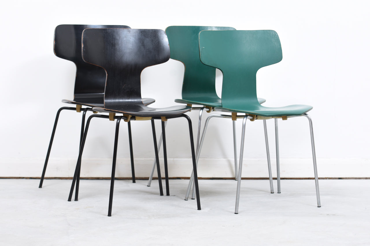 Set of four stacking chairs by Arne Jacobsen