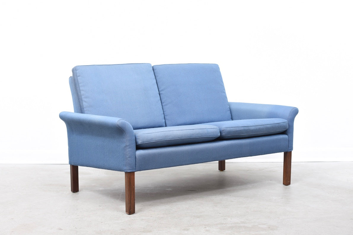 Baby blue two seater on rosewood legs