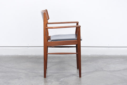 Teak armchair with skai seat