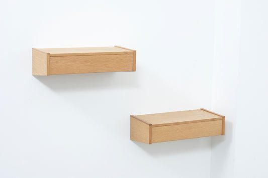 Pair of oak floating bedside drawers