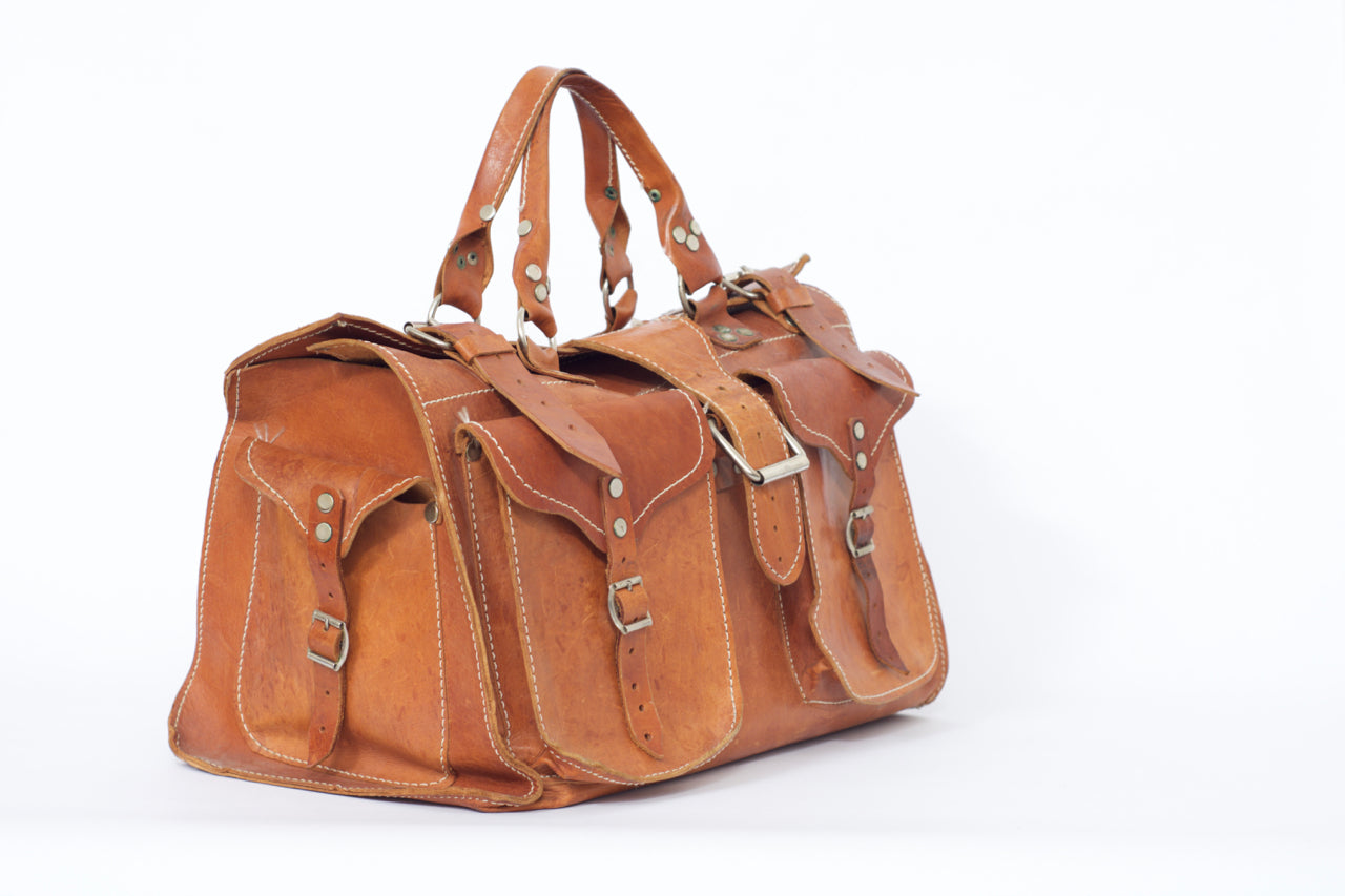 Vintage tan leather hand bag