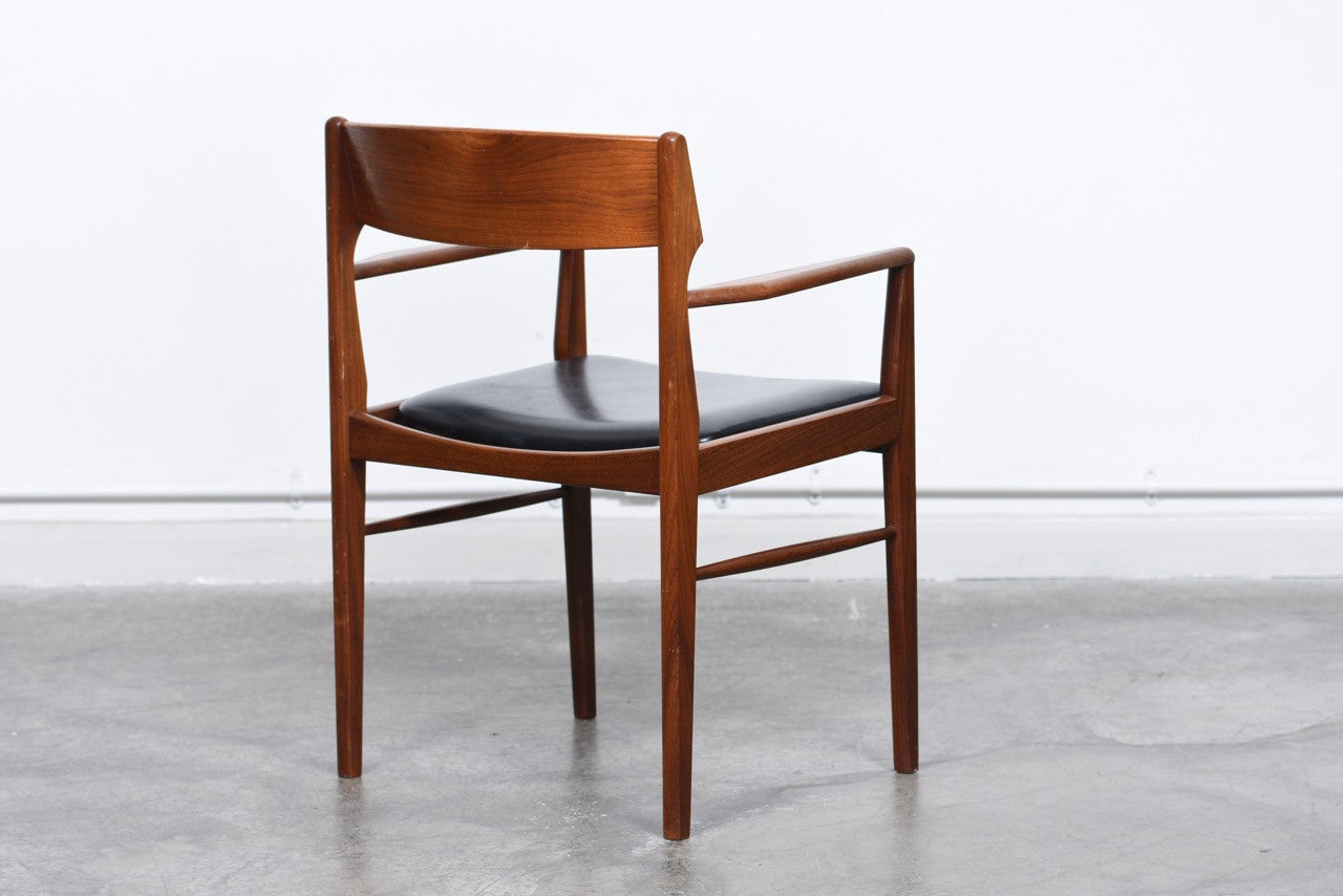 Teak armchair with skai seat