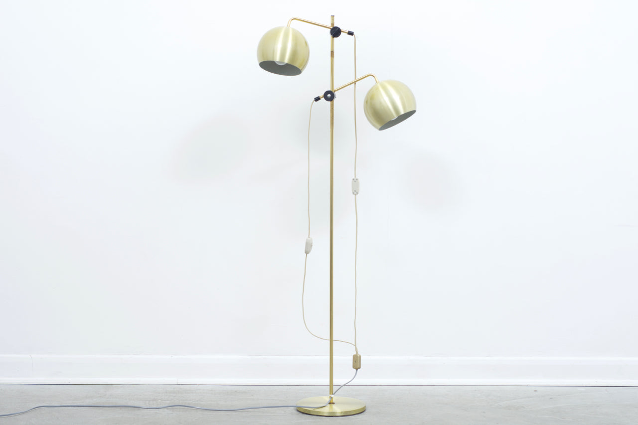 Vintage brass floor lamp with domed shades