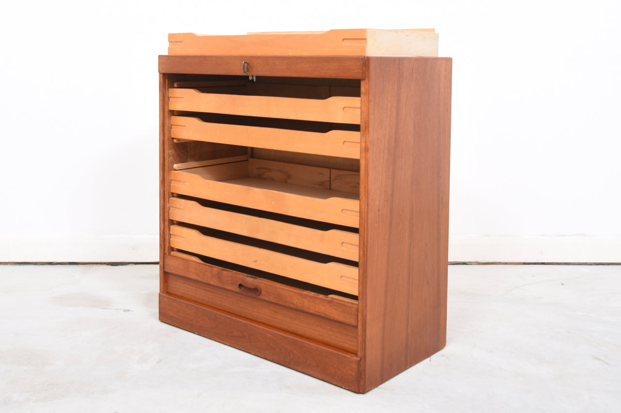 Teak filing unit with tambour door