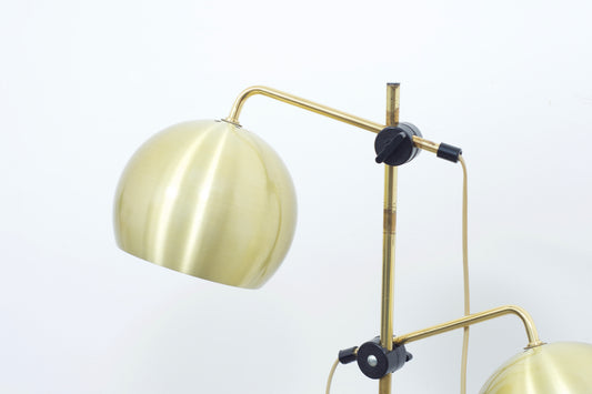 Vintage brass floor lamp with domed shades