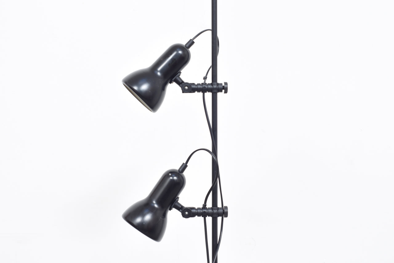 1970s twin-headed black floor lamp