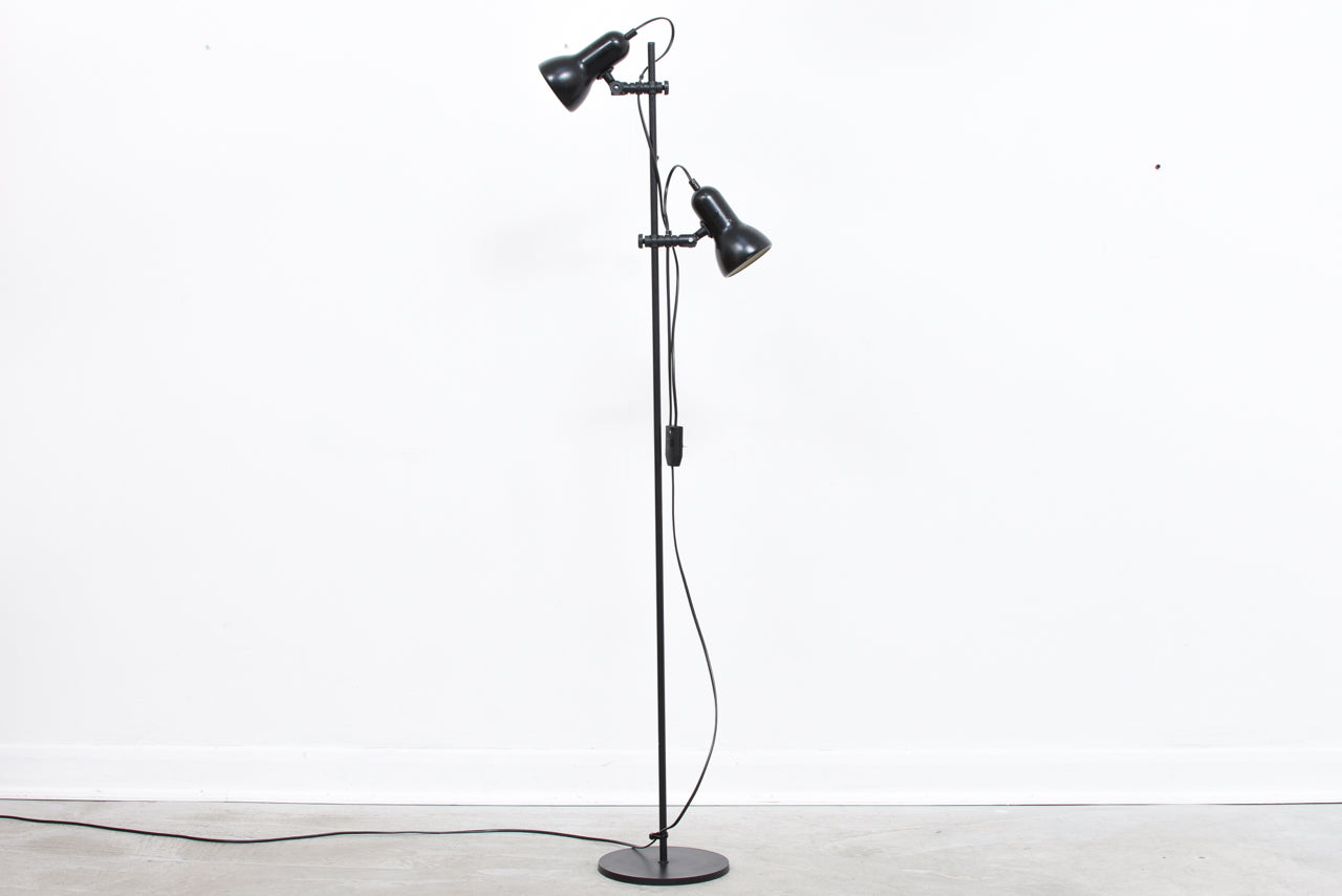 1970s twin-headed black floor lamp