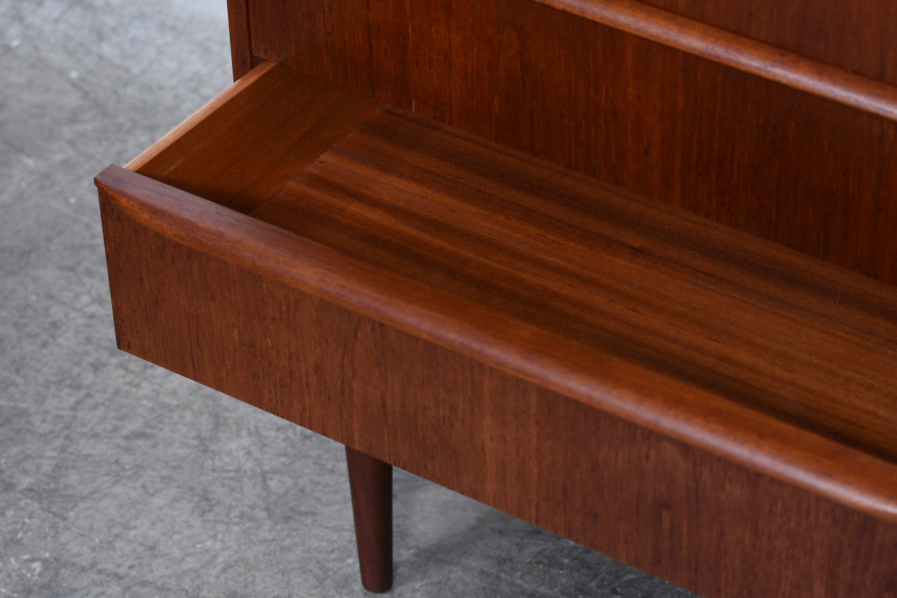 Teak chest of drawers with lipped handles