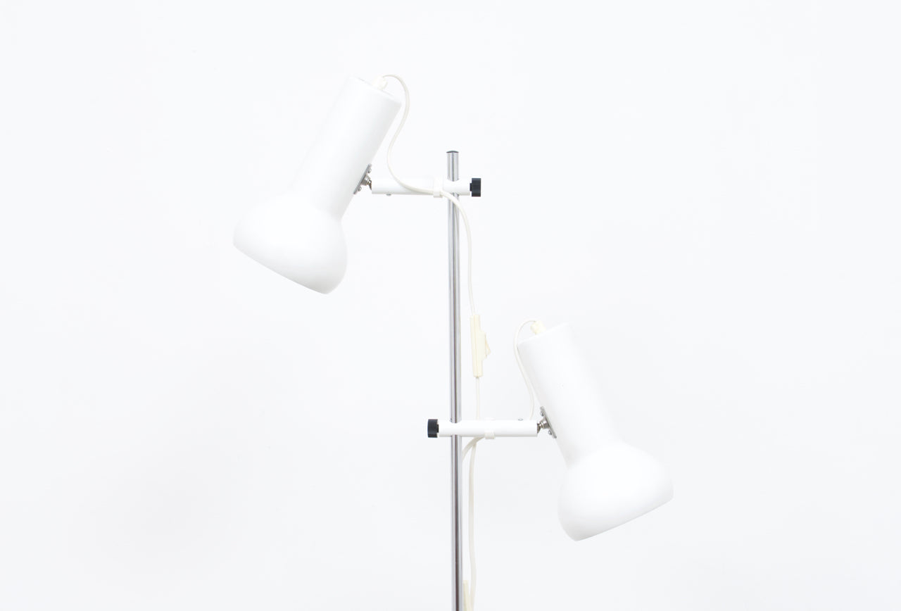 Twin-headed floor lamp with white shades
