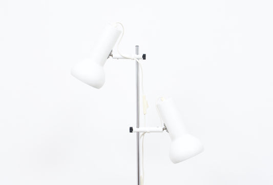 Twin-headed floor lamp with white shades